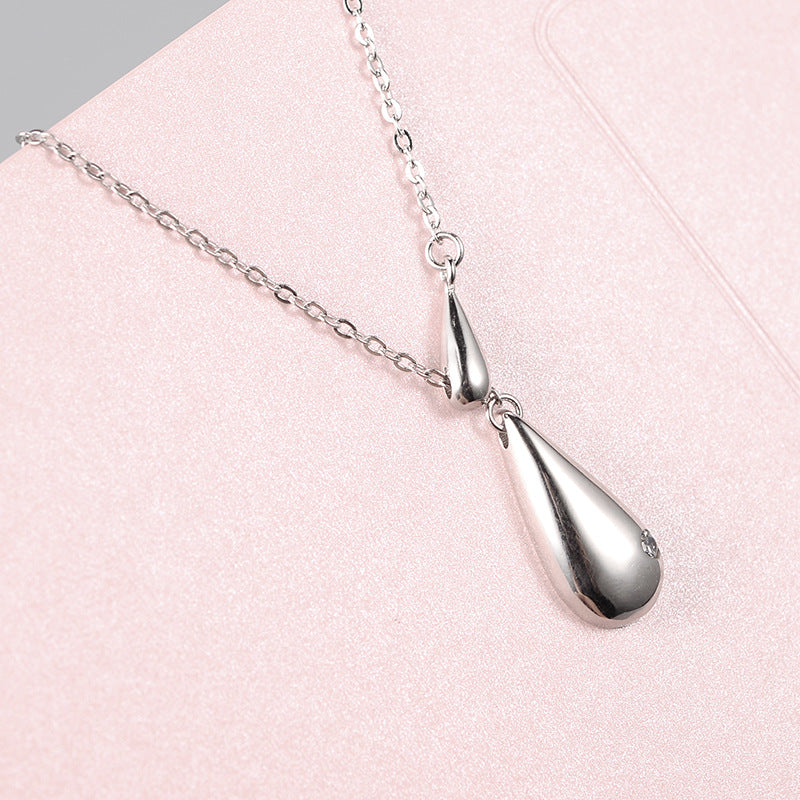 Sterling Silver Lariat Water Drop Pendant Necklace