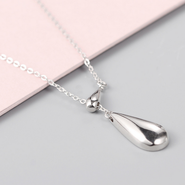 Sterling Silver Lariat Water Drop Pendant Necklace