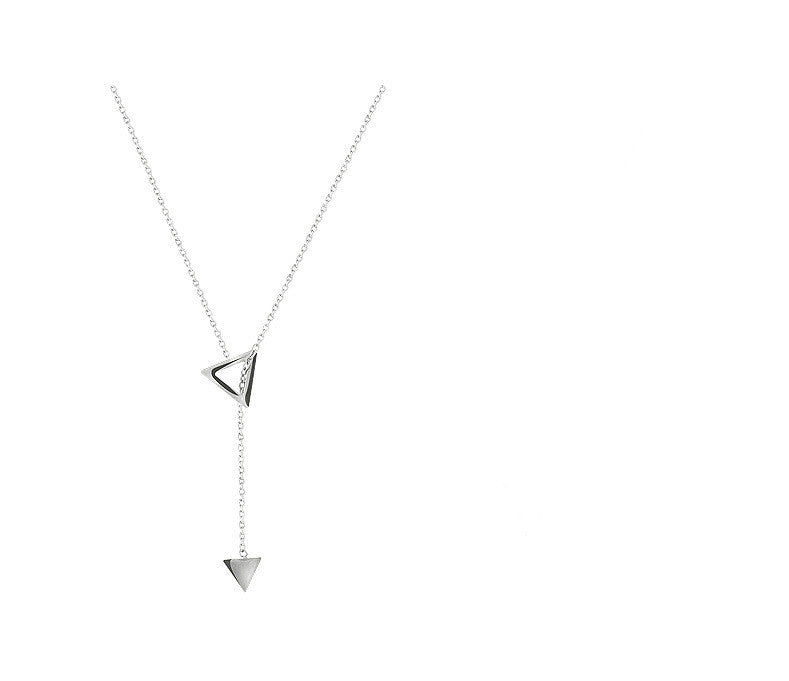 Sterling Silver Lariat Geomteric Pendant Necklace