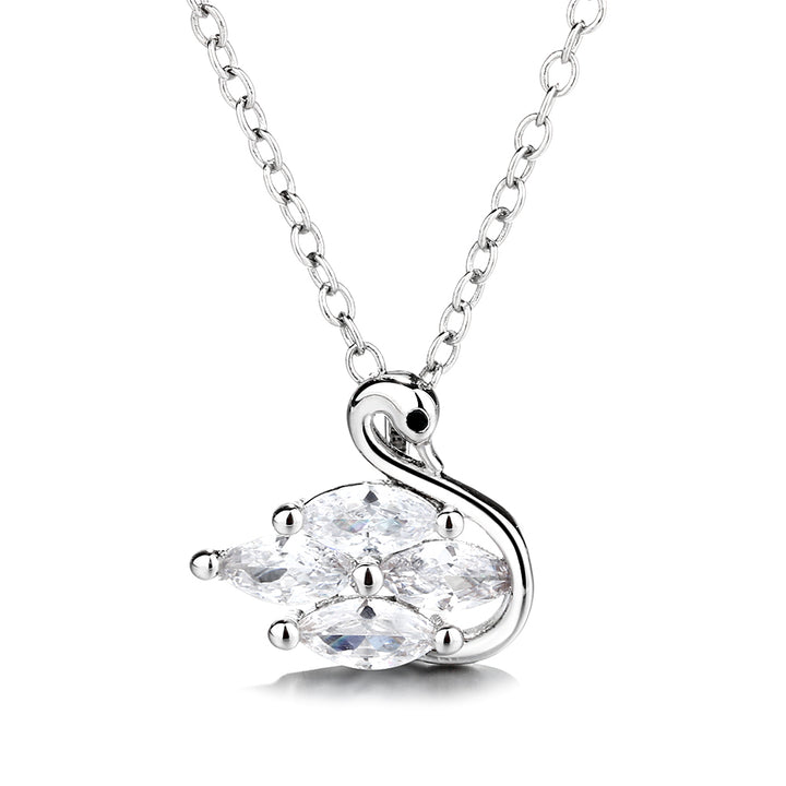 Sterling Silver Swarovski Crystal Swan Pendant Necklace