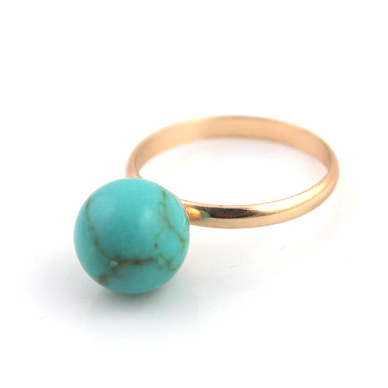 Pearl and Turquoise Solitaire Ring