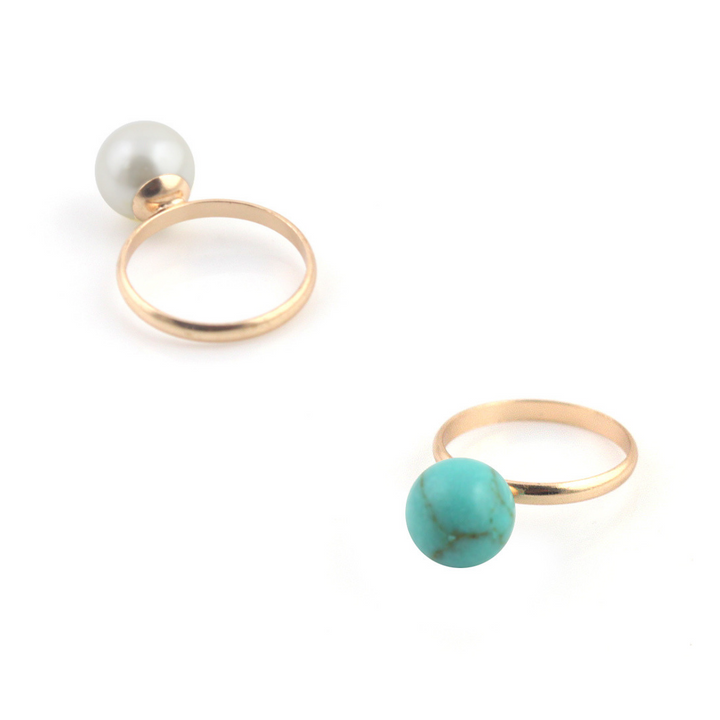 Pearl and Turquoise Solitaire Ring