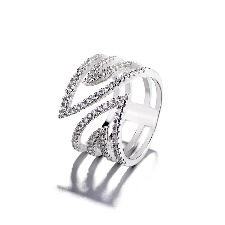 Cubic Zirconia & Silvertone Zig Zag Ring