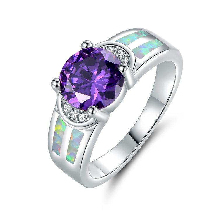 Purple Tanzanite and Fiery Opal Ring