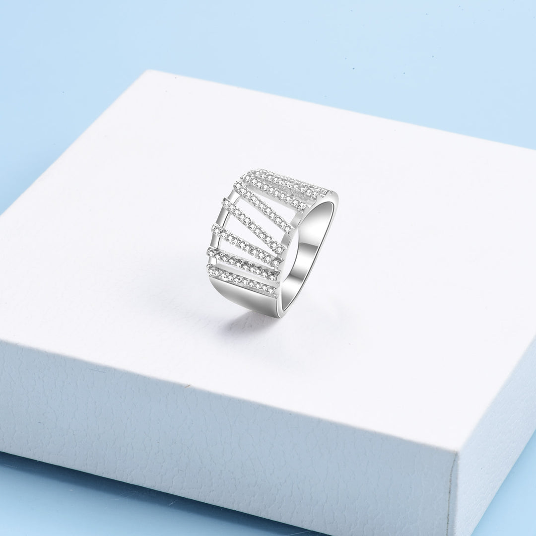 Sterling Silver Swarovski Crystal Multi-Bar Ring