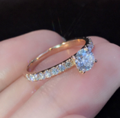14K Rose Gold Engagement Ring with crystals from Swarovski