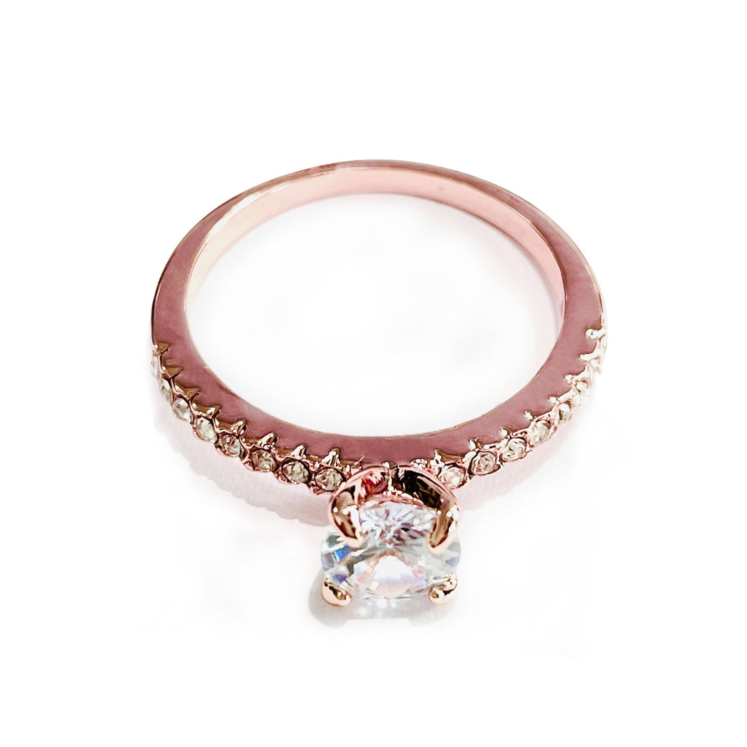 14K Rose Gold Engagement Ring with crystals from Swarovski