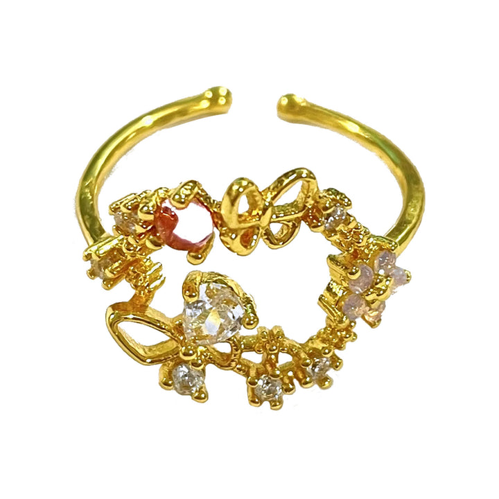 14K Gold Adjustable Ring with crystals from Swarovski
