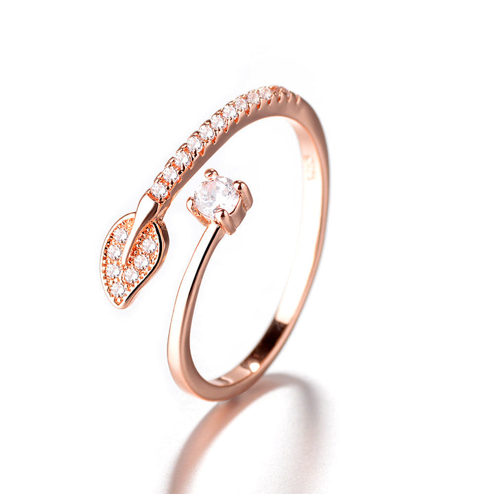 Rose Gold Bypass Leaf Ring