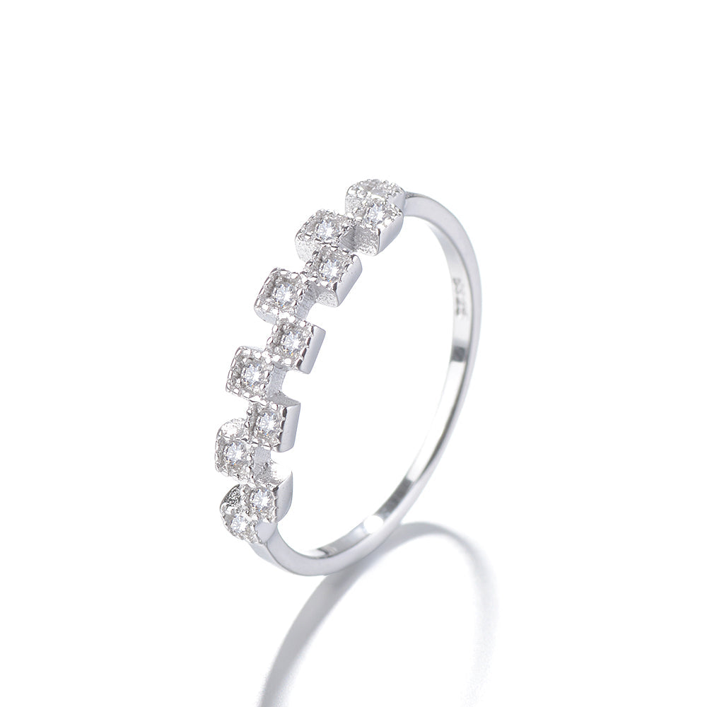 Sterling Silver Genuine Crystal Weave Ring