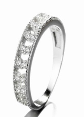 Sterling Silver Chevron Band with crystals from Swarovski