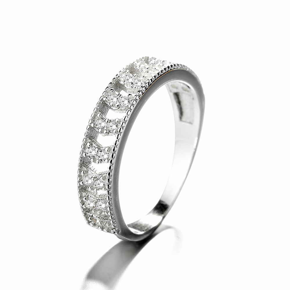 Sterling Silver Chevron Band with crystals from Swarovski