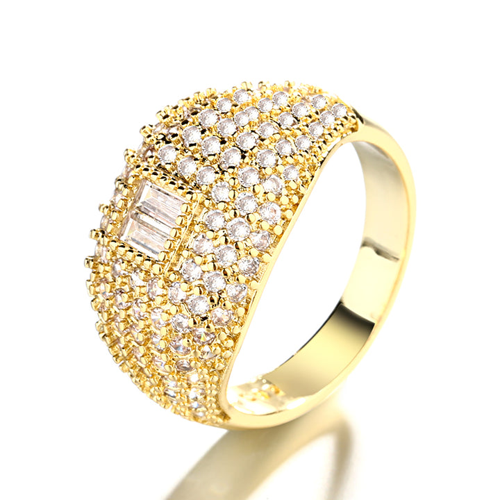 Sterling Silver or 18k Yellow Gold Pave Swarovski Crystal Ring