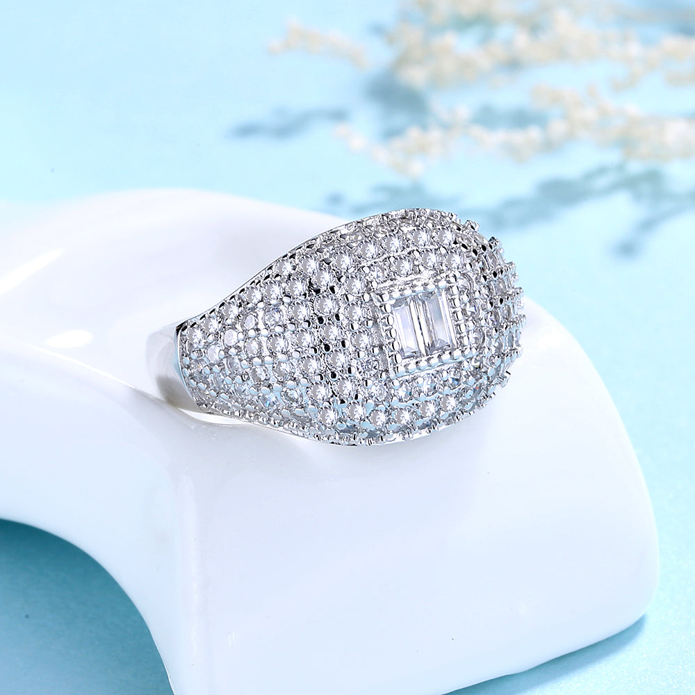 Sterling Silver Pave Swarovski Crystal Ring