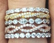 Sterling Silver Four-Piece Stack Pave Band Set with Swarovski Crystals