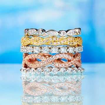 Sterling Silver Four-Piece Stack Pave Band Set with Swarovski Crystals