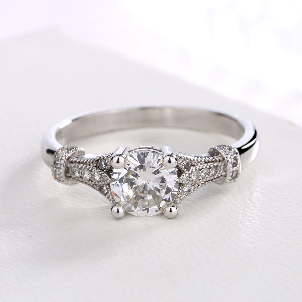 Sterling Silver Classic Engagement Ring with crystals from Swarovski