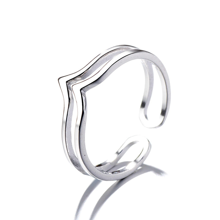 Sterling Silver Minimalist 2 Row Bypass Ring