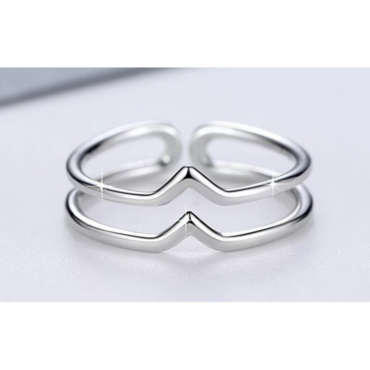 Sterling Silver Minimalist 2 Row Bypass Ring