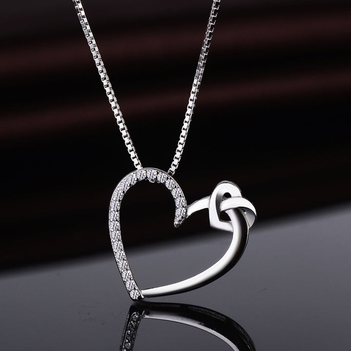Sterling Silver Heart Necklace with Genuine Crystals
