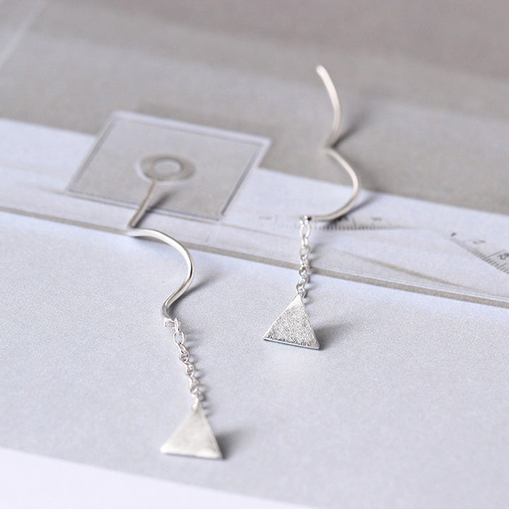 Sterling Silver Triangle with Spiral Pull-Through Earring